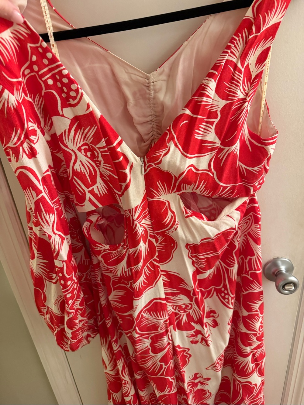 Farm Rio Red & White Floral Cutout Maxi Dress - Women's Summer Dress - Picture 3 of 7